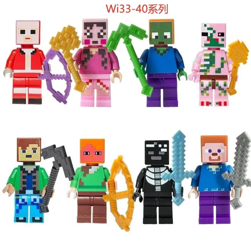 17 Stile Minecrafte Bausteine Set I/Wi Serie 8-teiliges Set MC Nicht Wiederholend DIY Zusammengebautes Spielzeug Geburtstagsgeschenk Actionfigur