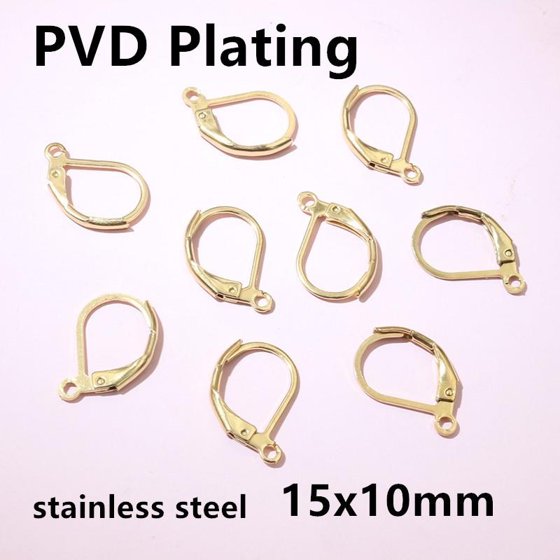 15*10mm 30pcs/Lot 316 Stainless Steel 3 Color High Quality Earring Hooks Wire Settings Base Settings WholeSale
