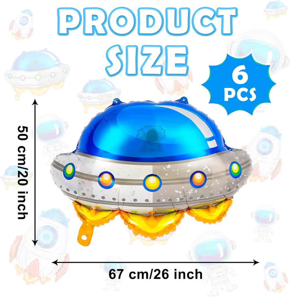6pcs/set 26 Inch Alien Balloons UFO Spaceship Aluminum Foil Balloons Space Universe Theme Birthday Party Decoration Balloons
