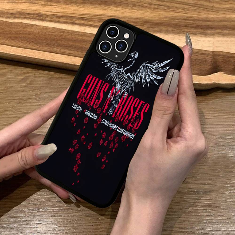 

GUNS N ROSES PC+TPU Phone Case For iPhone 17 16 15 14 13 12 11 Pro Max Plus Kawaii Cartoon Cover iPhone 15Pro Max