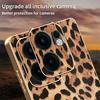 Phone Case For Oppo Reno13 F 4G/5G/Reno13 FS 5G Leopard Print PU Leather Coated PC+TPU Electroplating Cover
