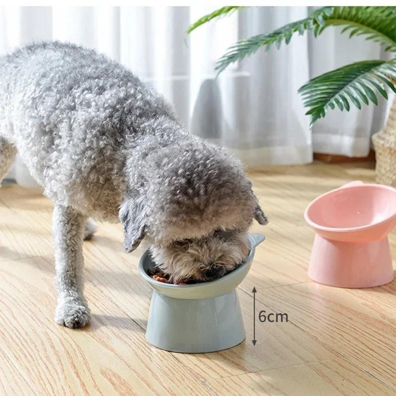 Tall Cat Bowl Dog Anti-dumping 45°Neck Guard Cat Pet Water Bowl Binaural Pet Feeding Cup Pet Feeding Bowl