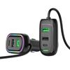 6-Ports Usb Type-C Front And Rear Extension Car Charger With Rgb Light Pd Fast Charging Power Adapter For Iphone Tablet Laptop