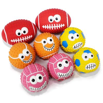 SCHITEC Bolas de Rugby Squeaky para Cães Mastigar Dentição Exercício e Estresse Brinquedo Educacional para Cães Pequenos e Médios Brinquedos, (Conjunto 8) - Beisebol, Futebol,