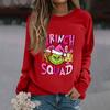 Women's Fashion Casual Long Sleeve Solid Color Christmas Printed Round Neck Top Sweatshirt