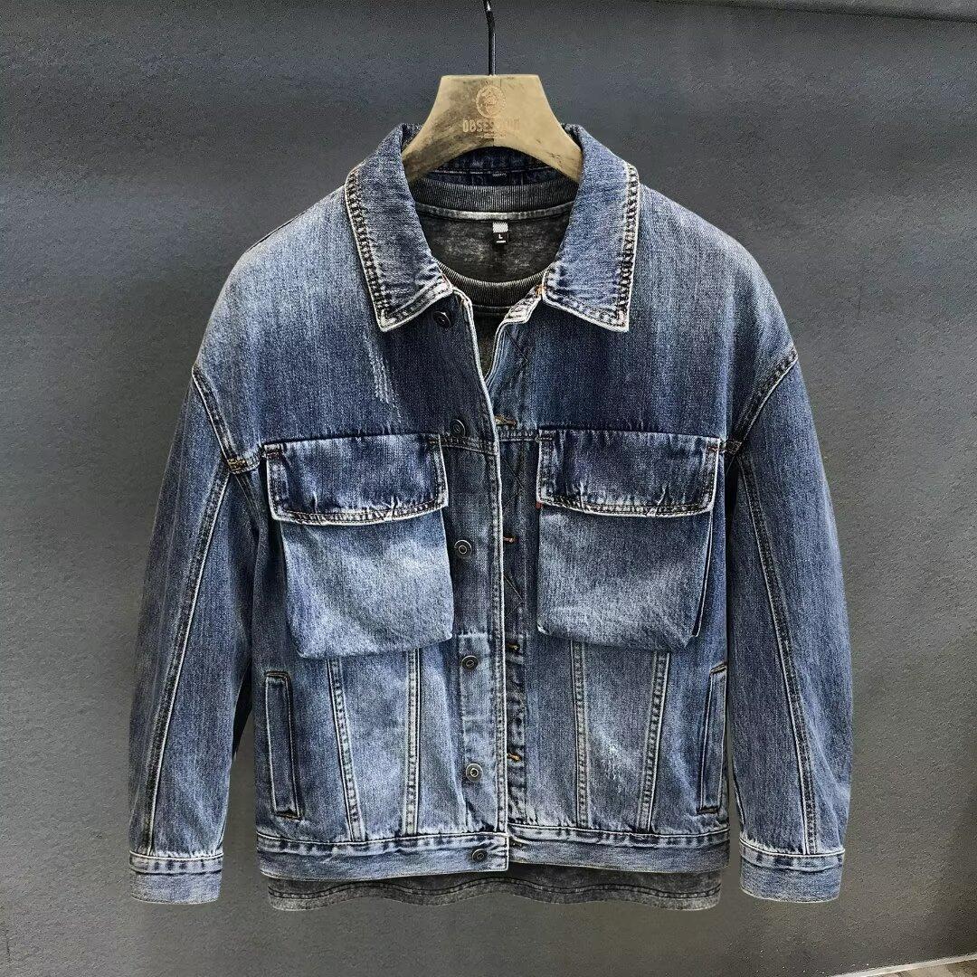 Spring and Autumn Jacket Men s Trendy Loose Jacket M синий