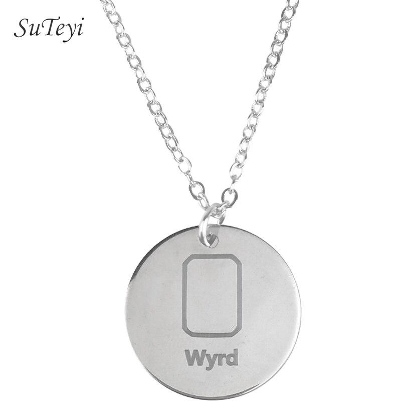 New Style 25 Style Rune Letters Viking Necklaces & Pendants Stainless Steel Material Statement Necklace Women Jewelry