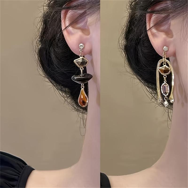 1 PAIRE Boucles d'oreilles pendantes asymétriques élégantes pour femmes