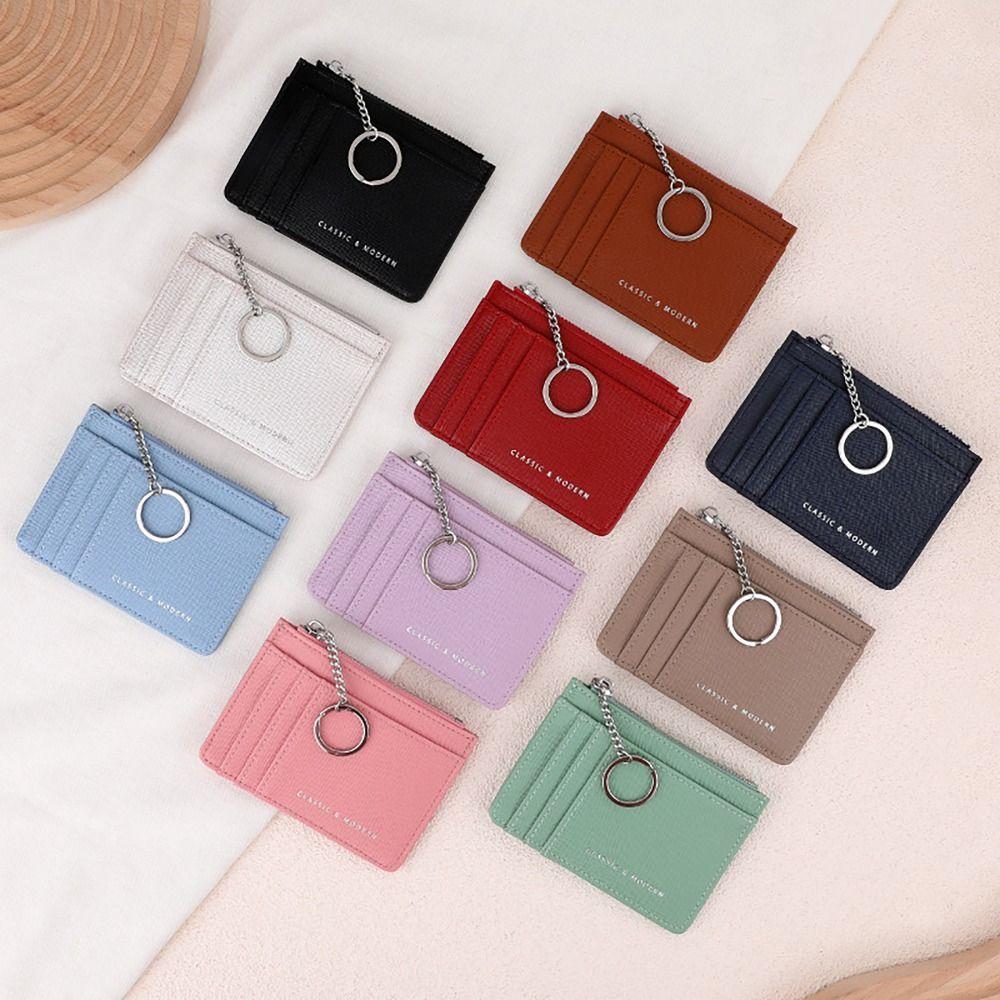 

Multi Card Slot Credit Card Holoder PU Leather Wallet Money Bag Vintage Card Wallets Students рожевий