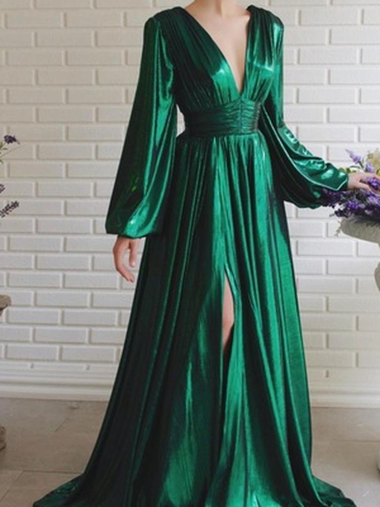 Abito Svasato alla Moda Slim Fit Nuova Stagione - Verde Avocado