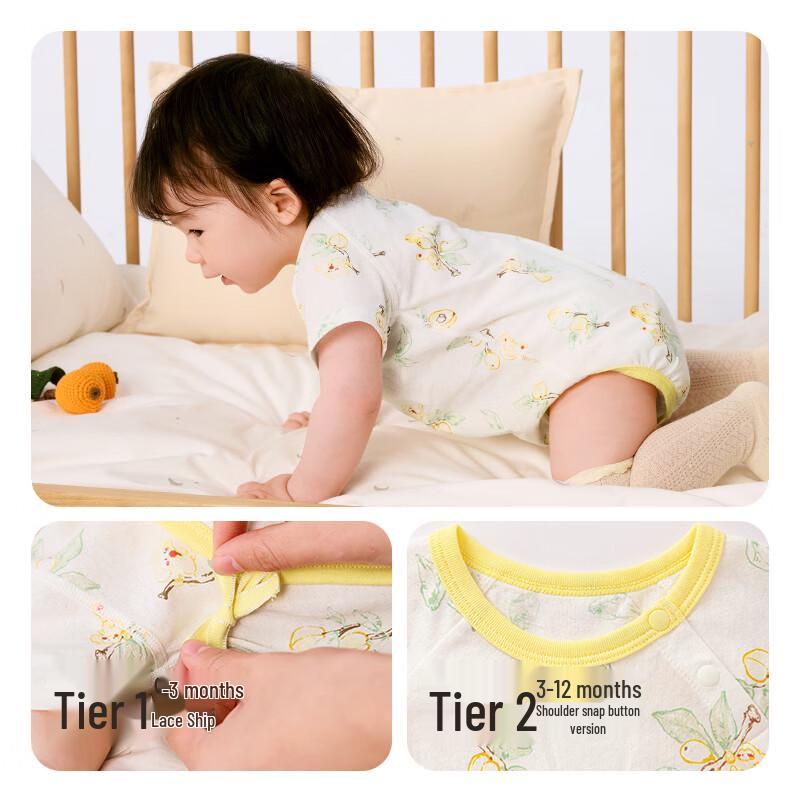 Balabala Newborn Baby Cotton Short-Sleeve Bodysuit 2-Piece Set 90