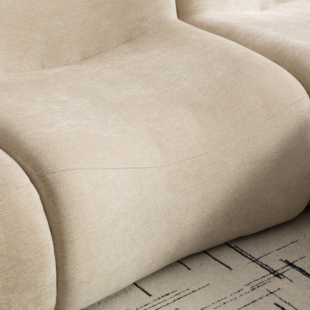 Modular compression sofa made of chenille fabric, filled with 30D high-elastic foam. Easy to move, non-slip base, ideal for living room. Light Khaki