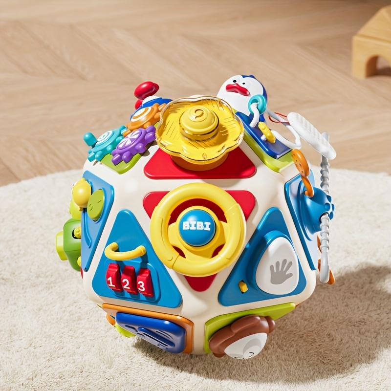 

Toddler Busy Board Cube Toys-Sensory Learning with Zippers, Buttons,Locks,Mirrors & Rotating Panels,Sensory Activity Board, Early Childhood Education 21-IN-1 Busy Activity Cube