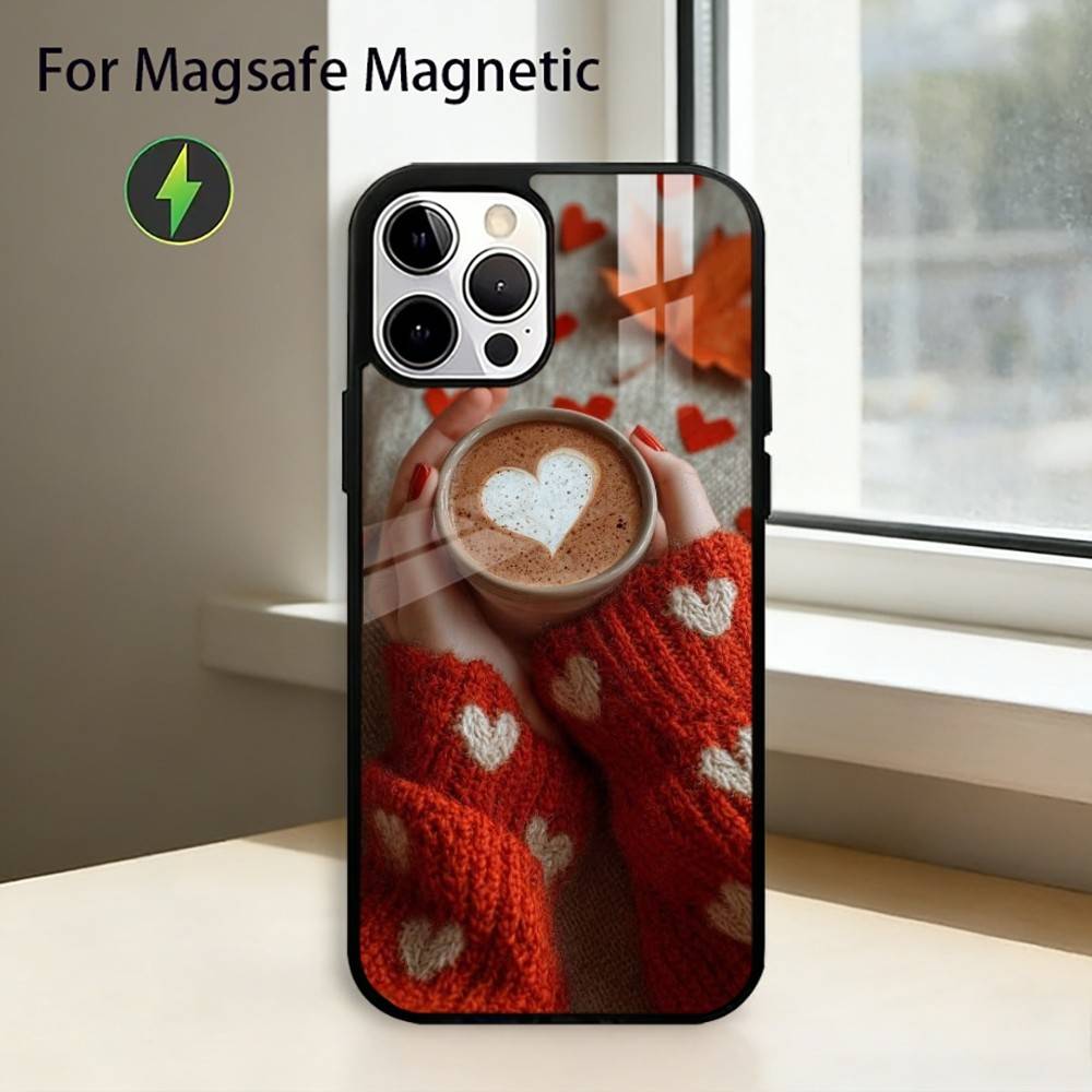 Christmas Art Winter C-Coffee Phone Case For iPhone17,16,15,14,13,12,11 Plus,Pro Magnetic For Magsafe Wireless Charging