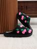 Cute Cartoon Smiley Face Christmas Hat & Tree Strawberry Cotton Slippers, Cozy & Warm Couple Style.