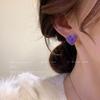 Big Heart Purple Color Stud Earring for Women Simple Enamel Glaze Personality Jewelry Christmas Halloween Girl Gift
