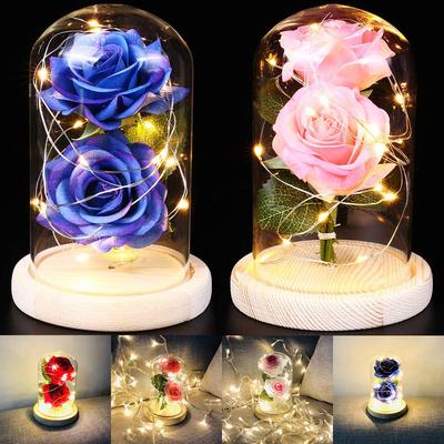 Tambov Artificial Rose LED Glass Bottle Lamp Night Light Artificial Rose Led Glass Bottle Lamp Night Light Home