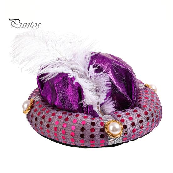 Accessory for Stage Shows Indian Sultan Hat, Shiny Sequins Feather Plume Cap, Novelty Arabian Comfortable Soft Lining Sequin Hat Prince Costume Dress