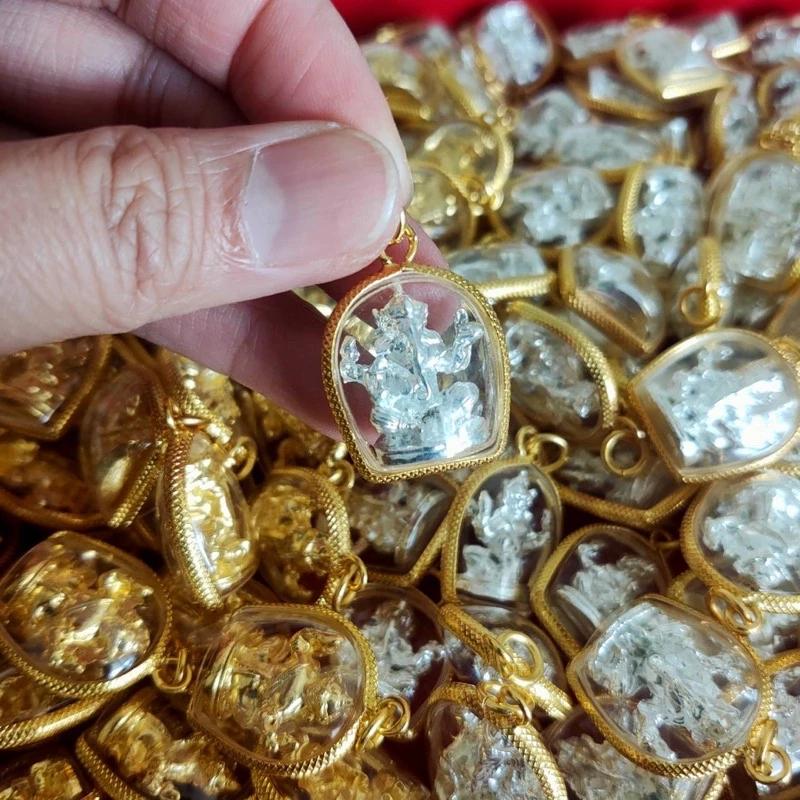 Hinduism Buddha Ganesha Elephant Head God Pendant Locket Powerful Success Amulet Talismans Jewelry Vintage Gifts Protect Travel Health Lucky Rich