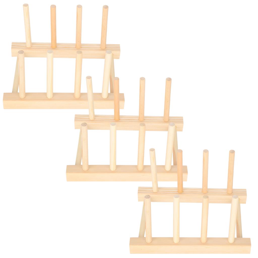 3Set Christmas Kitchen Utensils Bowl Dish Draining Rack Wooden Shelf Home Decoration