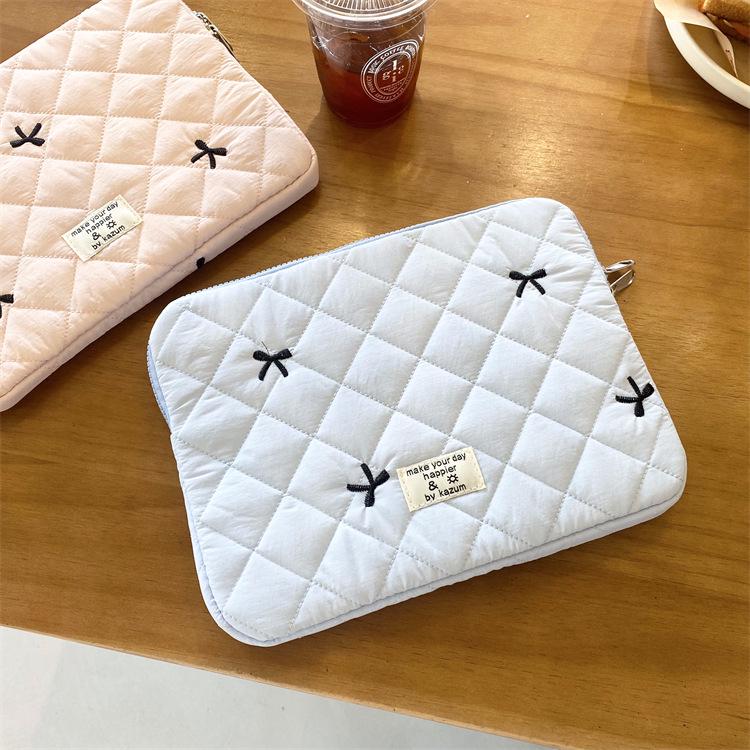Korean Ins Style Cute Diamond Embroidery Bow Notebook Storage Bag (11/13/15 Inch)
