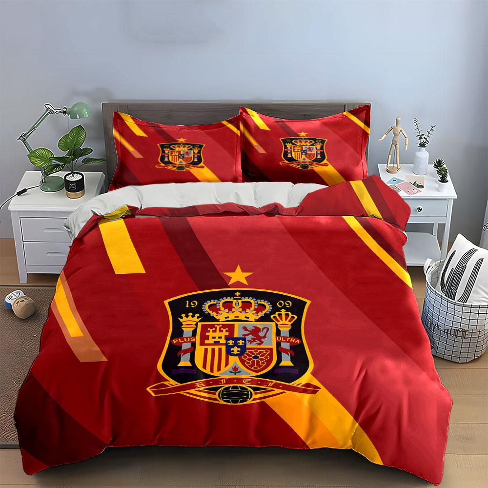 Spanish Football Crest Pattern. Bedding Sets Duvet Cover Sets Duvet Covers Pillowcases(1 * Duvet Cover 2 * Pillowcases Without Duvet Insert)