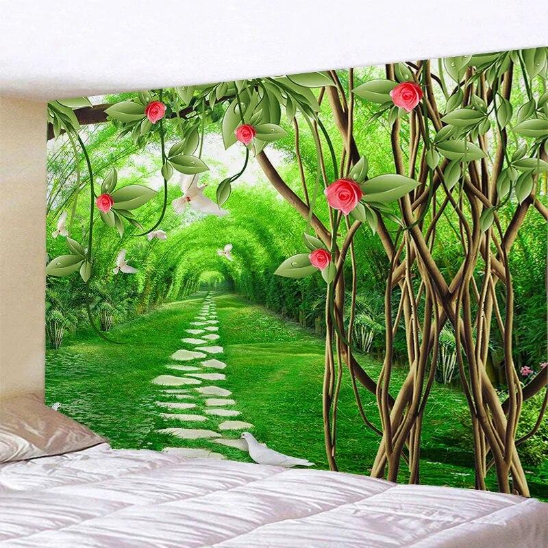 Forest Animals Garden Trees Scenery Tapestry Wall Background Decoration Hanging Cloth Room Living Room Home Decoration
