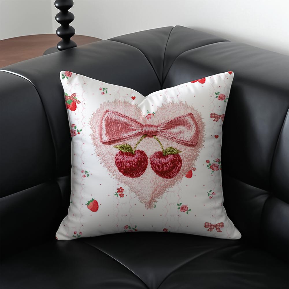 Strawberries and cherries Cushion Cover Pillow Case Antidustmite Invisible zipper silky plush cushion
