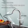 Stainless Steel Telescopic Rotatable Pull-Out Kitchen Faucet with Dual Water Outlets