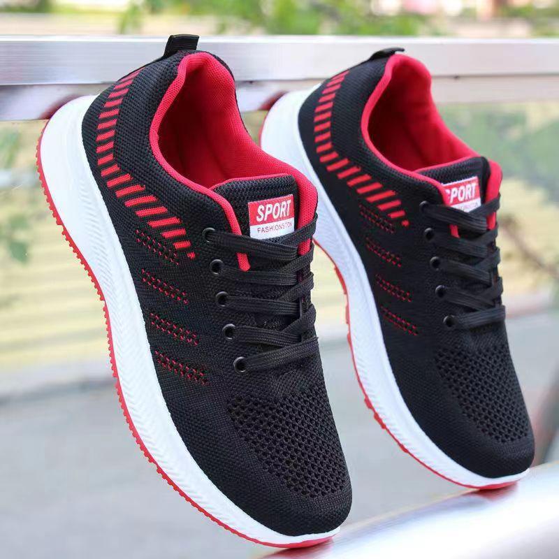 Chaussures de sport décontractées pour hommes, baskets respirantes en maille noire, chaussures de course, de marche et de tennis