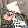 Ultra-Lightweight Photochromic Anti-Blue Light Presbyopia Glasses Fashionable Metal Double-Bridge Reading Eyewear 0 To +4.0