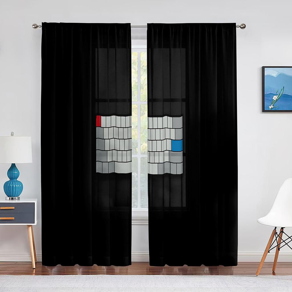 Cartoon Rocket Galaxy Moon Tulle Voile Curtains Out Space Window Sheer Curtain for Kids Boys Bedroom Living Room Organza Drapes