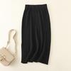 Autumn Winter Solid Color All Match High Waist Knit Sweater Skirt For Women Chic Split Hips Skirts