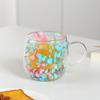Double-Wall Glass Mug with Dried Flower Design 250ml Heat-Resistant Borosilicate Glass Cup for Milk Coffee Breakfast Insulated Glassware for Home