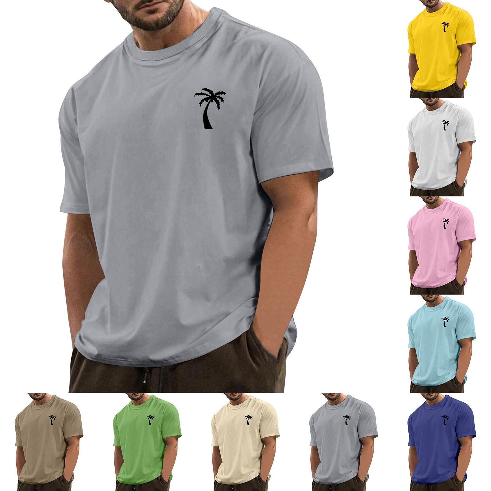 

Мужская модная повседневная футболка с круглым вырезом и короткими рукавами с гавайским принтом M