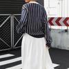 Women's Fashion Casual Spring Fall Stripe Print Long Sleeve POLO Neck Blouses  Shirts