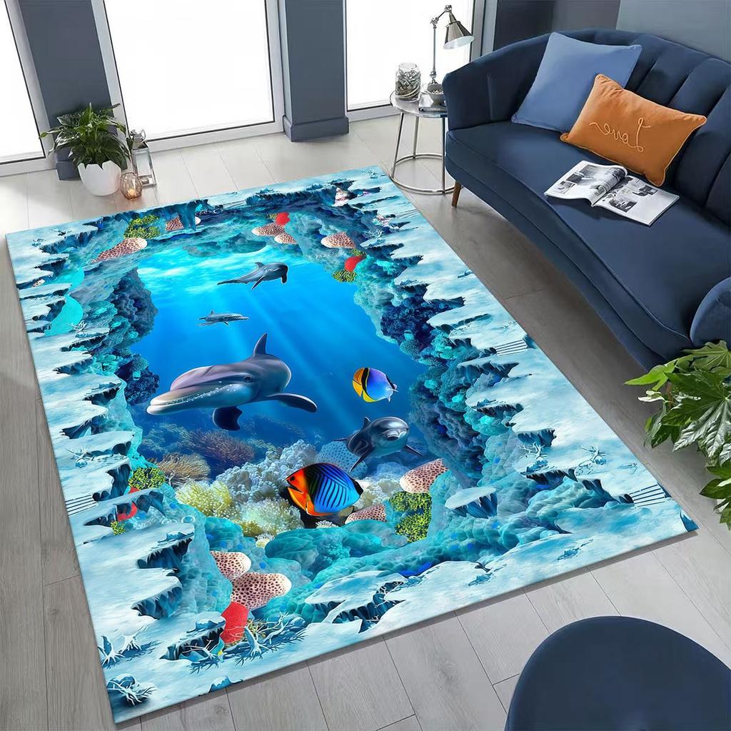 3D Illusion Breaking Wall Dinosaur Animal Series Rug for Bedroom Living Room Sofa Home Doormat Decor,Large Non-slip Floor Mat