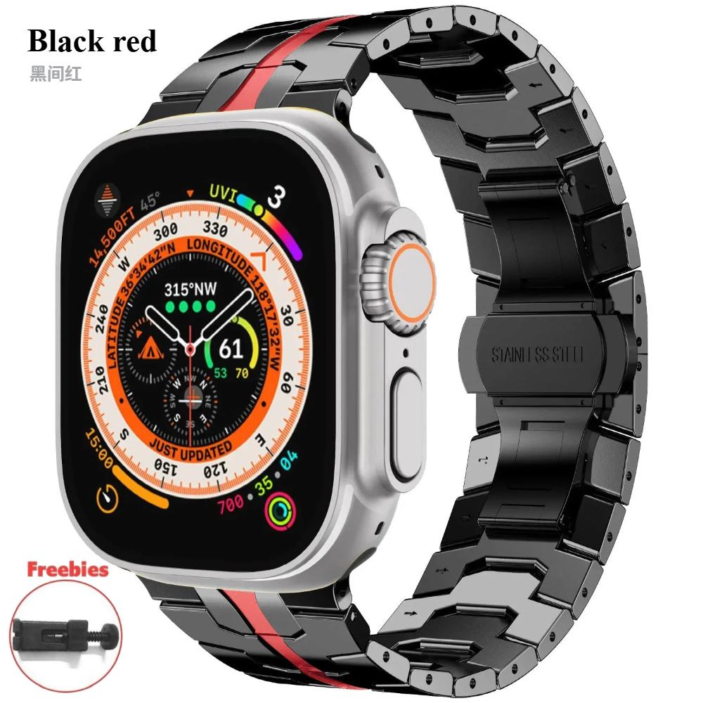 Titanium Color Stainless Steel Strap For Apple Watch Ultra 49mm 10 9 8 7 6 5 4 SE Luxury Metal Wristband Belt iWatch 46/42/45/41/44/40mm Correa