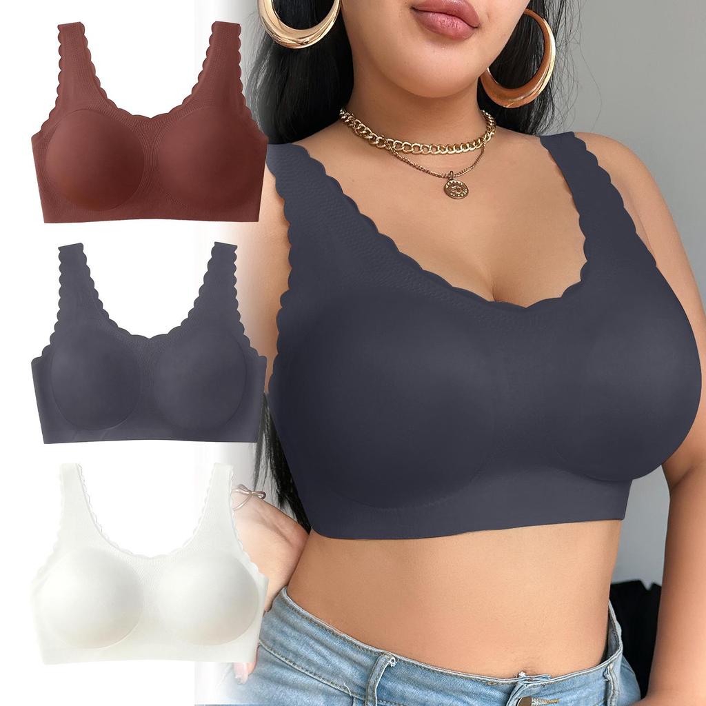 Zeriluna Lace Comfort Bra with Fan-Edged Detail & Wide Straps - Everyday Wear