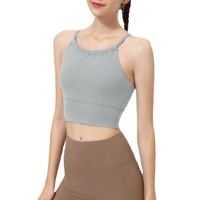 

Лайкра Новинка Спортивное нижнее белье Женский пупырчатый конверт Высокая прочность Нагрудная подушечка Цельный фитнес-жилет Бег Йога Бюстгальтер Light gray S