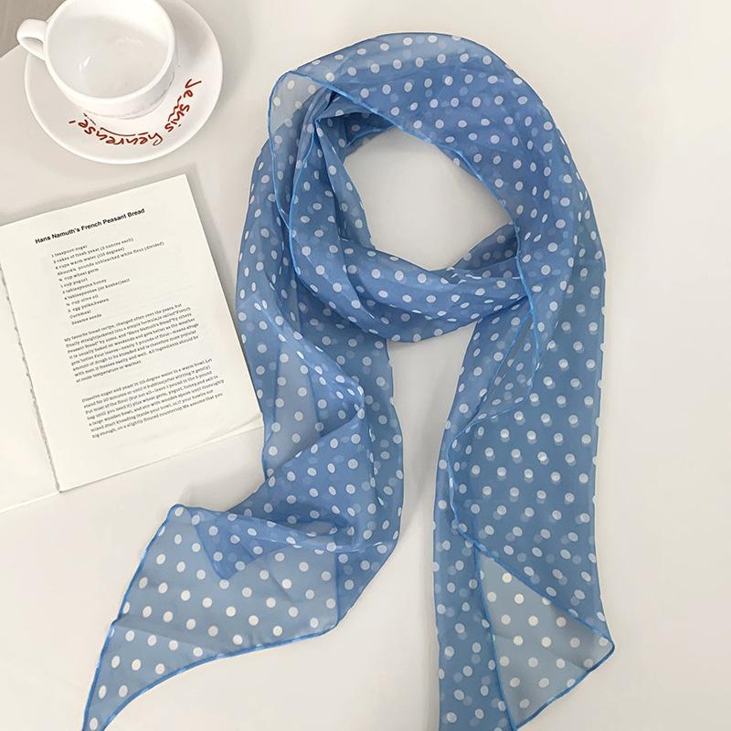 

Шелковый шарф длинная полоска высококлассный новый тонкий и узкий шарф в горошек шелковый шарф декоративный шарф лента для сумки универсальный пояс