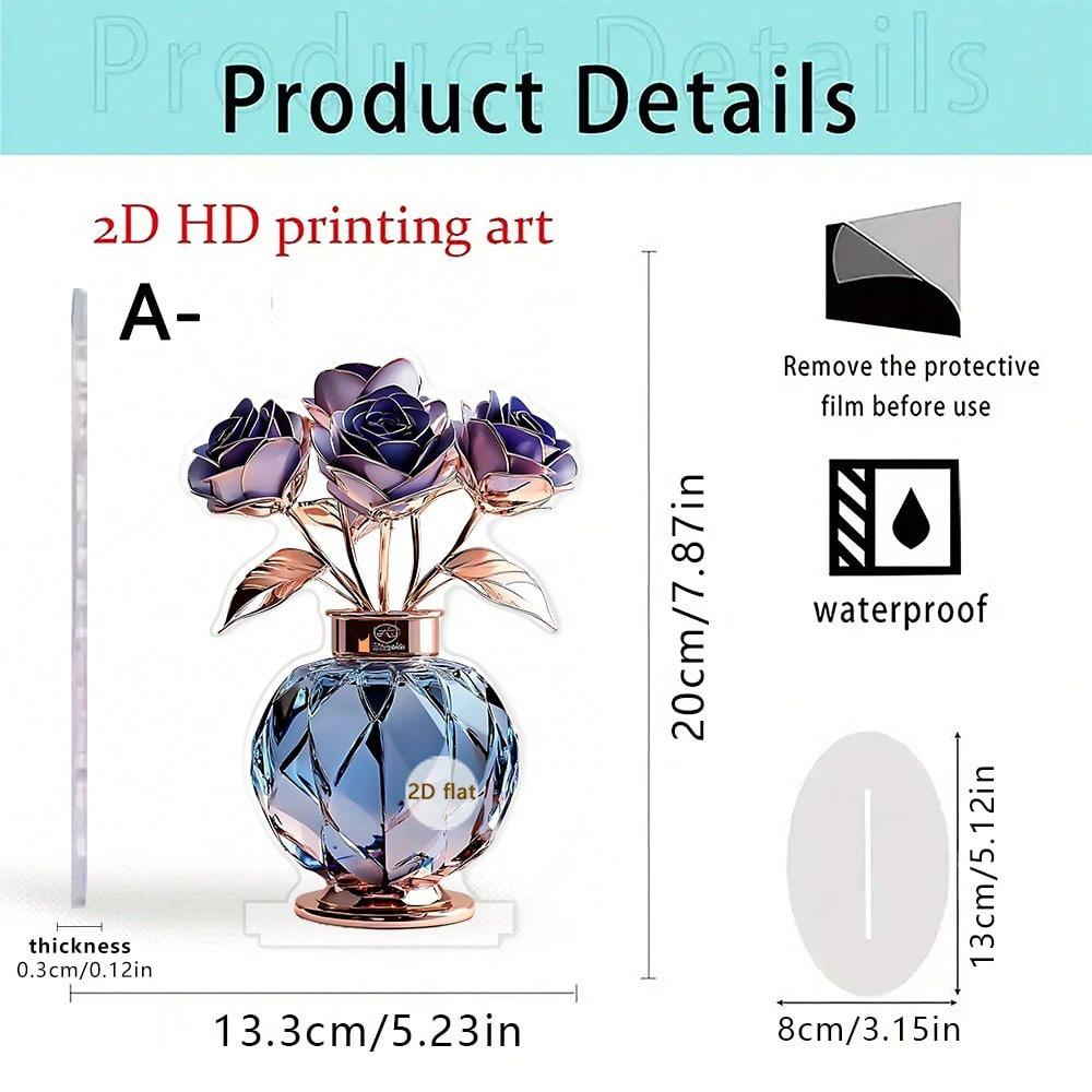 День Святого Валентина Красная и Белая Роза 2D Кристальный Акриловый Орнамент