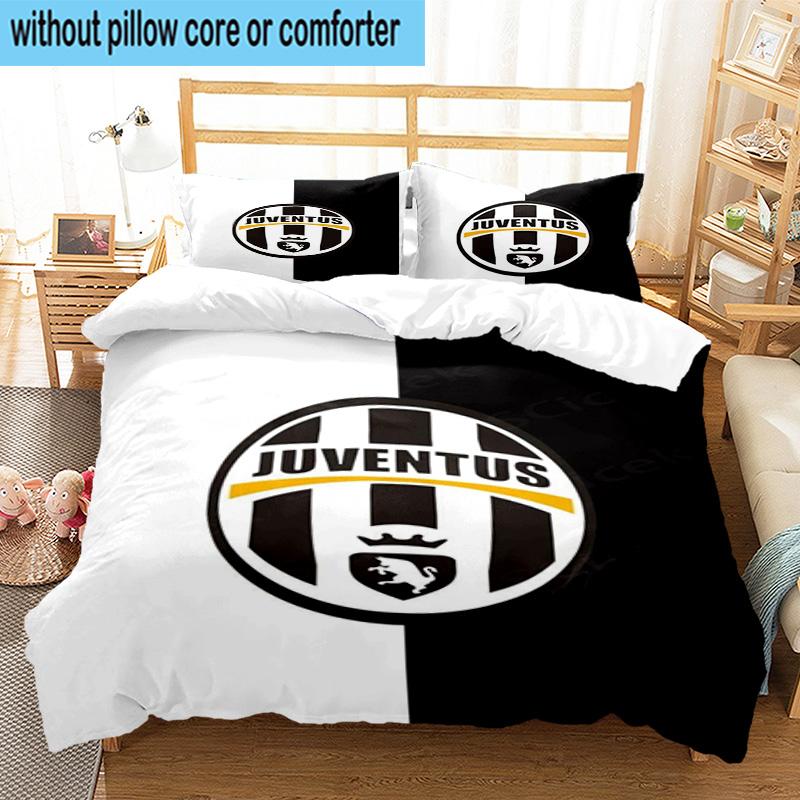 Set Biancheria da Letto Stampato 3 Pezzi Juventus Football Club Chiusura Copripiumino Include 1 Copripiumino & 2 Federe Set Biancheria da Letto Decorazioni per la Casa Regali