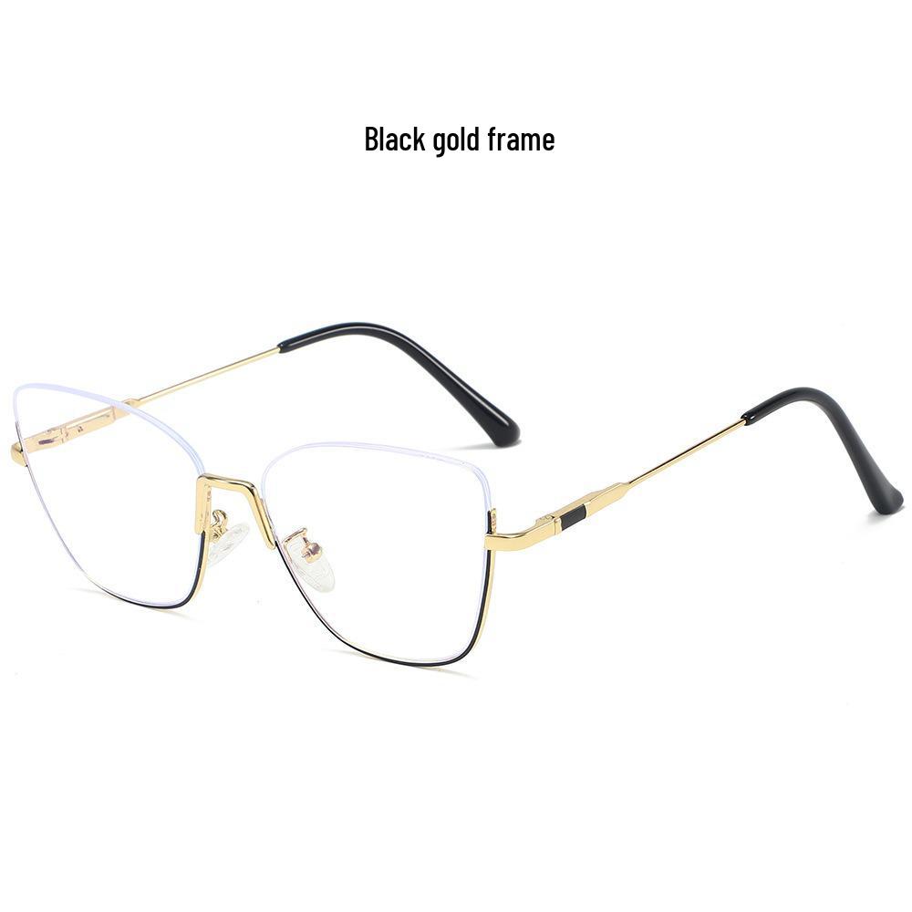 New Style Photochromic Anti-Blue Light Cat Eye Half-Frame Glasses with Metal Spring Hinges