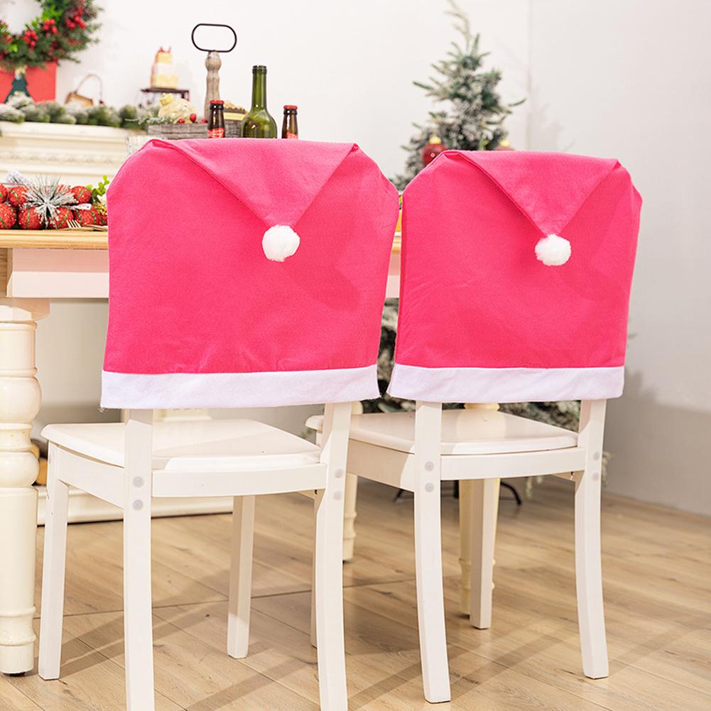 6PCS Christmas Chair Covers, Santa Hat Xmas Chair Covers, Christmas Decorations Indoor Chair Covers For Indoor Kitchen Dinning Room Home Office
