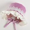 Elegant Purple Velvet Hat with Lace for Baby Girls - Autumn/Winter Infant Lolita Court Style