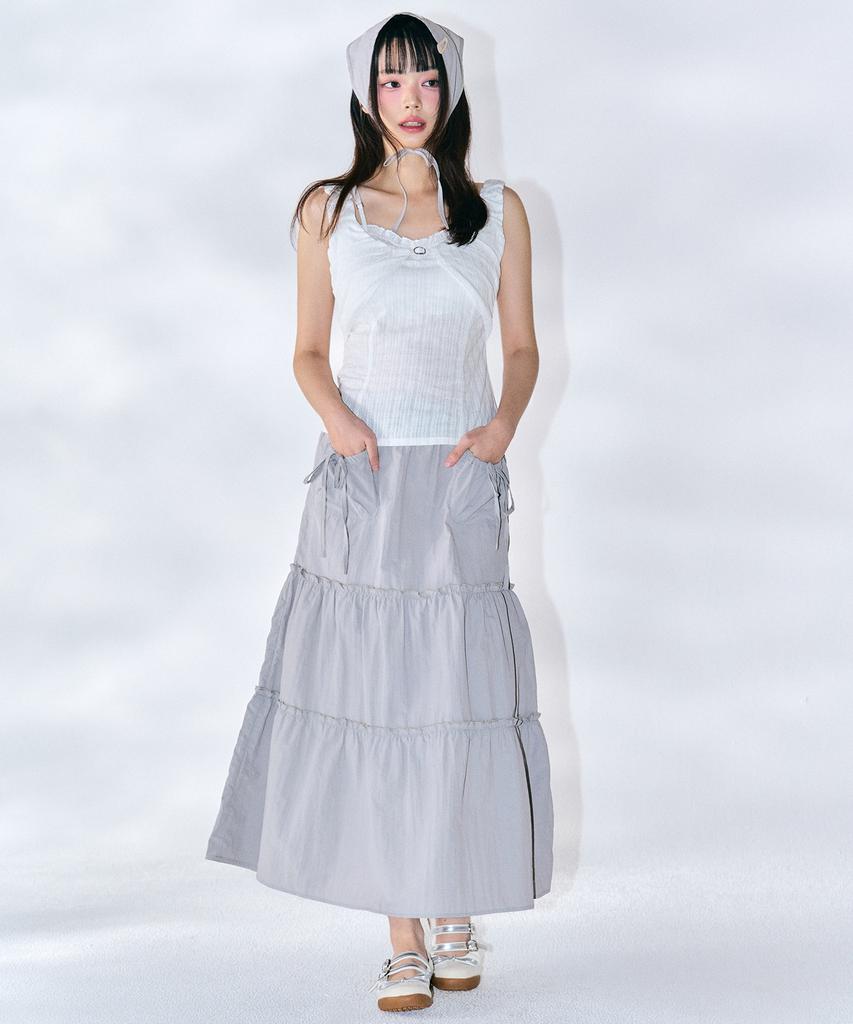 Zero Planet Pina Ribbon Long Skirt [Grey]
