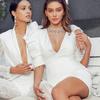 Women's Pure White Foam Sleeve Deep V Waist Halter Elegant Fashion Dress