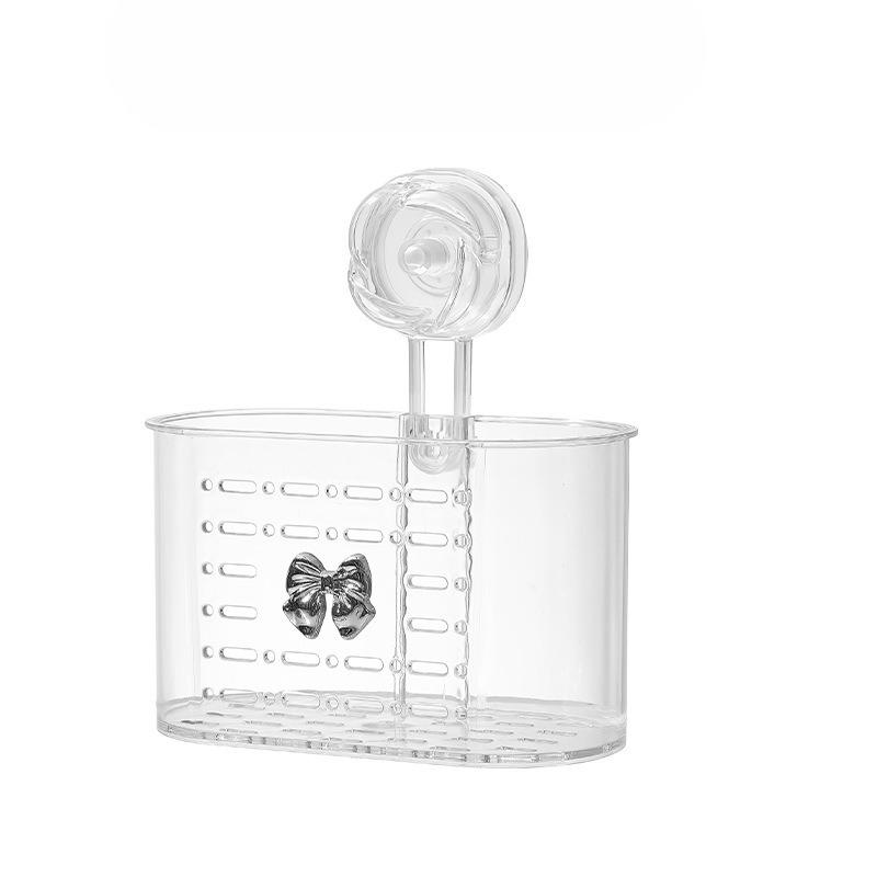 Bathroom Suction Cup Storage Rack Without Drilling, Bathroom Storage Box with Hollowed-out Drainage, Cosmetic and Jewelry Storage Rack