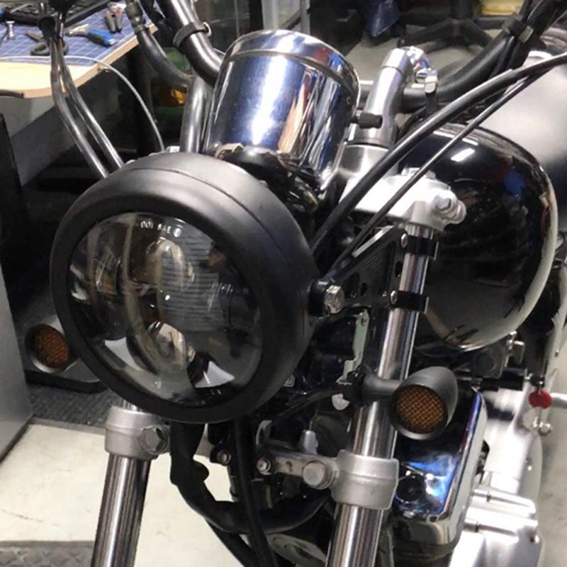 Black Motorcycle Headlight Headlamp Bucket Housing Bottom Mount 5.75''